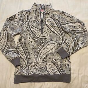 SALE! $12 New Vera Bradley Gray Paisley Fleece  Quarter Zip Pullover  Size S